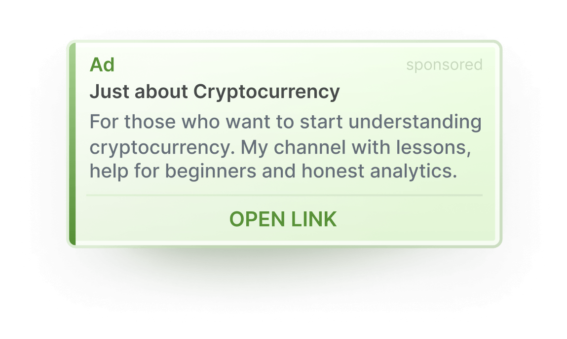 just about cryptocurrency tg ads